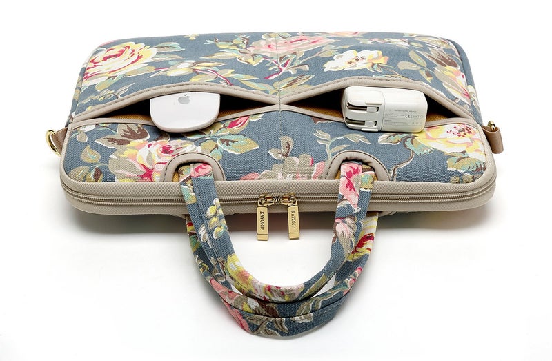 kayond Black C Rose Patten water resistant Laptop Shoulder Messenger Bag Case Sleeve for 14 Inch 14.1 Inch Laptop,Laptop Briefcase - Image 5